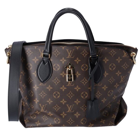 Louis Vuitton Flower Tote MM Monogram Shoulder Bag M44347 Black Brown - Picture 1 of 7